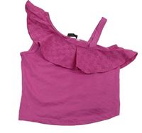 Fialový crop top s volánem s madeirou George
