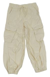 Smotanové plátenné cargo cuff nohavice Primark