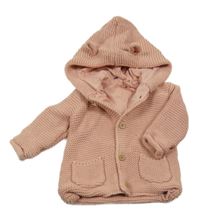 Růžový propínací podšitý svetr s kapucí George