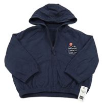 Nové - Tmavomodrá propínací mikina s potiskem a kapucí Dunnes Stores