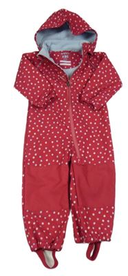 Fuchsiová puntíkatá softshellová kombinéza s kapucí Tchibo