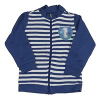 Modro-biela pruhovaná prepínaci mikina s číslom Tchibo