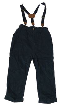 Tmavomodré podšité manšestráky s kšandami Next