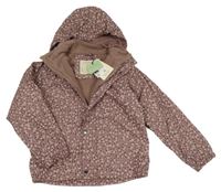 Nové - Starofialová květovaná voděodolná zateplená bunda s kapucí Kuling