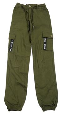 Khaki cargo cuff plátěné kalhoty