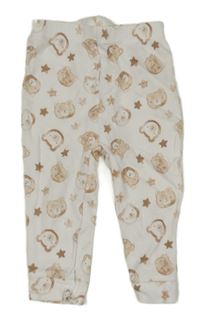 Bielo-hnedé ľahké tepláky s medvedíkmi Nutmeg