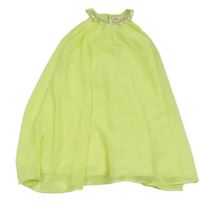 Neonově žluté šifonové šaty s flitry 