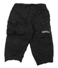 Černé šusťákové cargo cuff kalhoty Next
