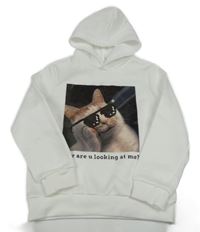 Biela mikina s mačičkou a kapucňou Shein