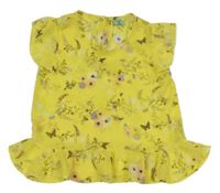 Žlutý květovaný šifonový top Y.F.K.