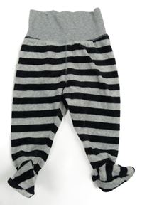 Šedo-černé pruhované sametové polodupky H&M