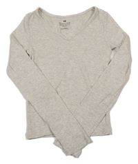 Sivé melírované rebrované crop tričko H&M