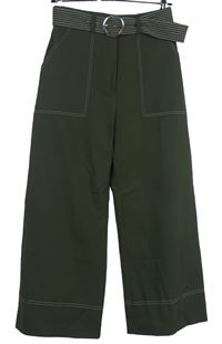 Dámské khaki culottes kalhoty s páskem River Island 