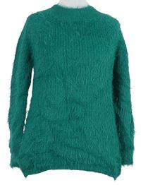 Dámský tmavozelený chlupatý svetr Primark 