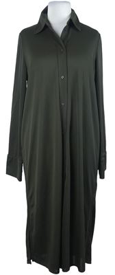 Dámské hnědé košilové midi šaty H&M
