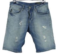 Pánské světlemodré riflové kraťasy s prošoupáním Jack&Jones 