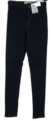 Dámske tmavomodré skinny elastické rifle Denim