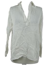 Dámska biela pruhovaná blúzka s golierikom Zara