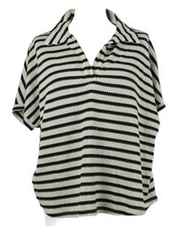 Nové - Dámské smetanovo-černé pruhované úpletové tričko s límečkem Target 