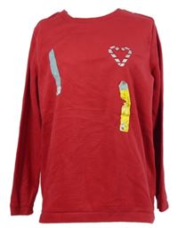 Nové - Dámske červené fleecové pyžamové tričko s obrázkom Primark