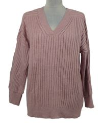 Dámský světlerůžový žebrovaný svetr Next 