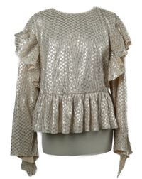 Dámská světlerůžovo-stříbrná peplum halenka s volánky Zara 