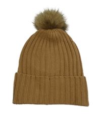 Dámska béžová pletená čapica s brmbolcom H&M