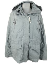 Dámska tmavomodrá prúžkovaná plátenná jarná parka s kapucňou H&M