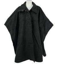 Dámské černé flaušové kabátové pončo H&M