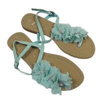 Nové - Dámské světlemodré sandály s kvetmi Atmosphere vel. 36