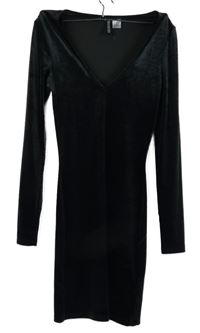Dámske čierne zamatové šaty H&M vel. 32