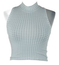 Dámsky světlemodro-biely kockovaný crop top FB Sister