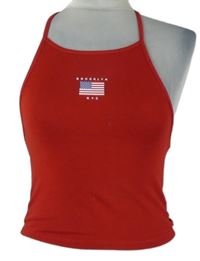 Dámsky červený crop top s vlajkou H&M