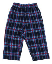 Tmavomodro-modro-červené kockované pyžamové nohavice Early Days
