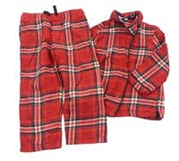 Červeno-tmavomodro-biele kockované flanelové pyžama M&S