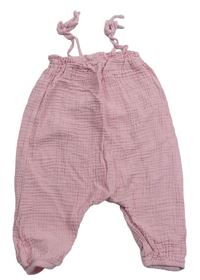 Světlerůžové mušelínové laclové kalhoty Zara