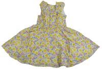 Biele kvetinové plátenné šaty Mothercare