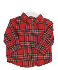 Červeno-farebná kockovaná košeľa H&M