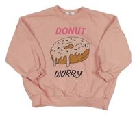 Světlerůžová oversize mikina s donutem
