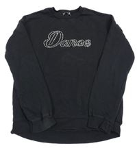 Čierna mikina s nápisem z kamínků C&A