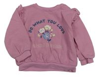 Ružová mikina s kvietkami a nápisom M&S