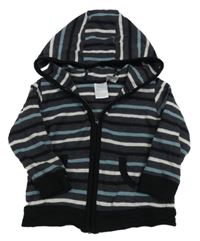 Tmavošedo-barevná pruhovaná lehká propínací mikina s kapucí 