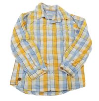 Miodro-žlto-biela kockovaná košeľa Mayoral