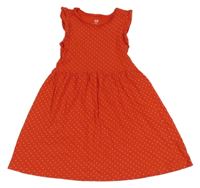 Červené bodkovaná é bavlnené šaty H&M