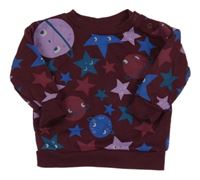 Vínová mikina s hviezdami a planetami Primark