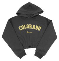 Sivá crop mikina s nápisom a kapucňou New Look