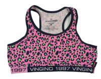 Růžovo-tmavomodro-zelená bavlněná lambáda s leopardím vzorem VINGINO