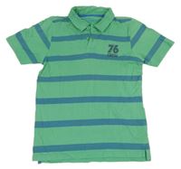 Zeleno-modré polo tričko s nápisom Tchibo