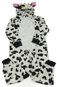 Kostým - Bílo-černá vzorovaná kombínéza s kapucí - kráva