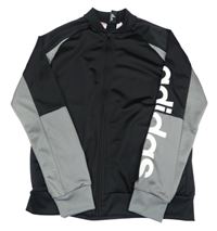 Černo-šedá sportovní propínací mikina s nápisem Adidas